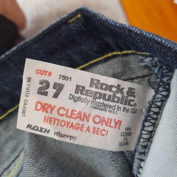 Rock and Republic Jeans New with Tags Size 27 Inseam 32 Flare Bottom - Picture 6 of 16